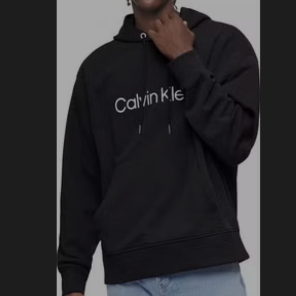 CALVIN KLEIN MEN'S BLACK PULLOVER HOODIE LARGE NWOT